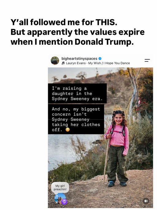 The values didn’t change just because I said his name. 🤷🏻‍♀️

If we’re raising our kids to know their worth, speak up, question power, and care about character… that standard has to apply to everyone.

Even your guy. 😘