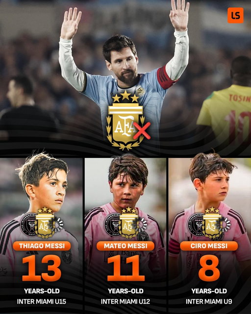 The Messi and Argentina story may 𝙉𝙊𝙏 be over just yet… His kids could go on to play for them in the future 🇦🇷🧬

All three of his sons are currently playing for Inter Miami’s academy 👀
