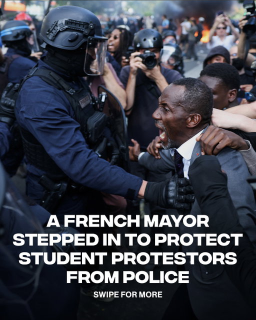 A French mayor was tear-gassed while shielding students from police.
ㅤ
Saint-Denis Mayor Bally Bagayoko was hit with tear gas after stepping between student demonstrators and riot police during protests in Paris and Lyon over funding for French high schools.
ㅤ
📷 Getty Images