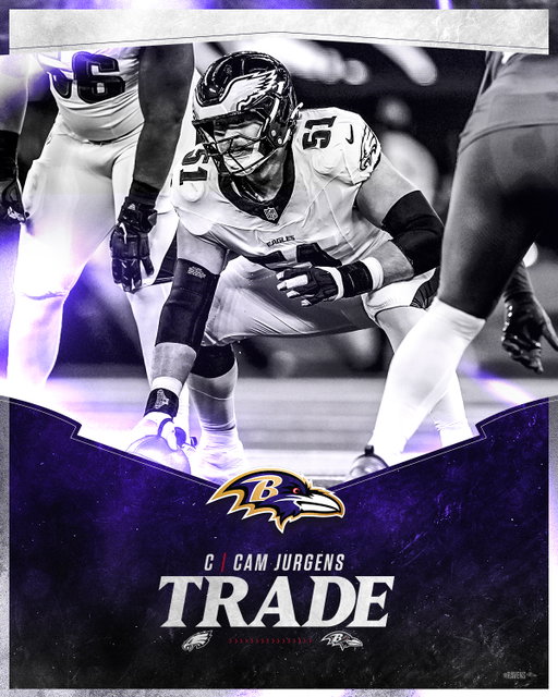 We have acquired Pro Bowl center Cam Jurgens in a trade with the Philadelphia Eagles!