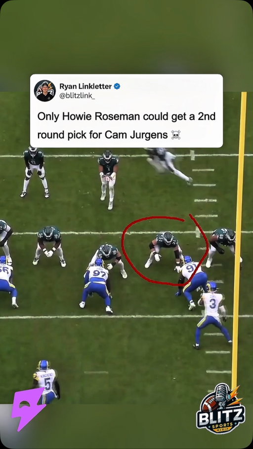 The Ravens really gave up a 2028 SECOND-ROUND PICK for Cam Jurgens 😭

Baltimore is acquiring Jurgens from Philadelphia despite him being one of the lowest-graded offensive linemen in football this season.

His 2026 grades:

38.7 overall — 73rd of 74 guards
31.7 pass blocking — 68th of 74
50.3 run blocking — 65th of 74

The Ravens clearly believe they can get something out of Jurgens that Philadelphia couldn’t, because giving up a second-round pick for this level of play is a MASSIVE gamble.

Maybe a change of scenery turns things around, but based on what we’ve seen through four weeks… I have no idea how Baltimore talked itself into this one 😭

What are the Ravens doing?

#ravens #eagles #nfl #nfltrade #nflnews