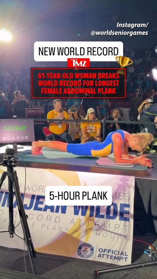 Think your plank game is strong? Think again... At 61 years old, DonnaJean Wilde just broke the world record for the longest female abdominal plank with a time of 5 hours. 🤯🥇

🎥: IG/ @worldseniorgames