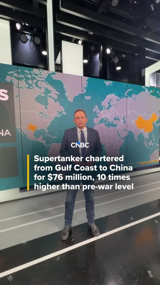 A supertanker was recently chartered to sail from the U.S. Gulf Coast to China for $76 million, a source familiar told CNBC, as shipping costs soar globally due to the crisis in the Middle East.

CNBC's Brian Sullivan has the details.

Read more at the link in bio.