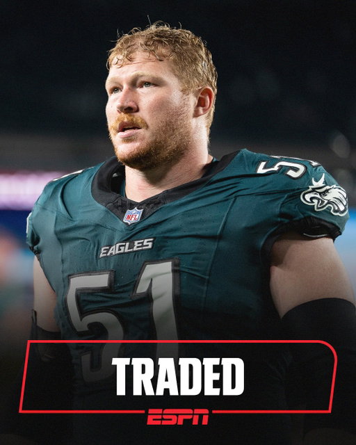 The Baltimore Ravens traded with the Philadelphia Eagles for two-time Pro Bowl center Cam Jurgens. 

The Ravens sent a 2027 fifth-round pick and a 2028 second-round selection to the Eagles in exchange for Jurgens and a 2027 seventh-rounder.