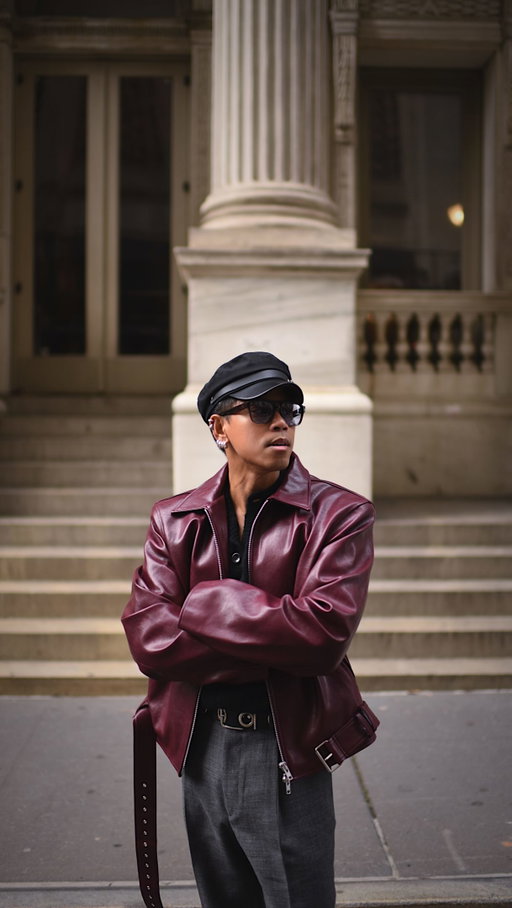 life’s too short to dress boring at any age

👕 @thefrankieshop leather jacket / @suitsupply cardigan / @octobre_editions trousers / @alohas ballet flats / @balenciaga via @rebagofficial rodeo bag

🏷️ burgundy leather jacket outfit • fall menswear color palette • mens fall layering formula • leather styling • tailored streetwear menswear