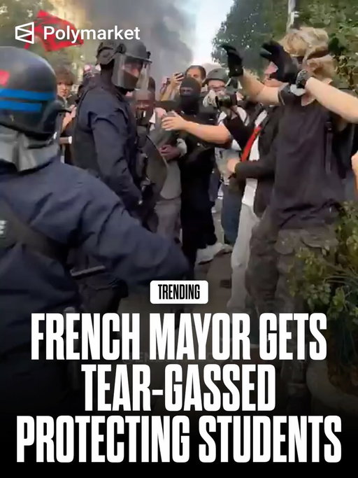 A French mayor was tear-gassed after stepping between riot police and student protesters during a mass demonstration over conditions in the country’s schools. Bally Bagayoko, mayor of Saint-Denis, was caught in tear gas as officers moved against the crowd during a Paris march that drew about 56,000 people.

More than 266,000 people demonstrated across France in support of the growing student movement, which is demanding greater investment in education.

Traders predict only a 6% chance Macron will be out as France’s President this year.