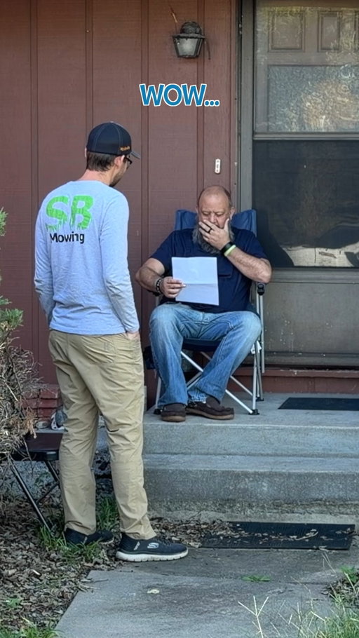 Surprising Troy with the money we raised for him #sbmowing #sbmowitforward