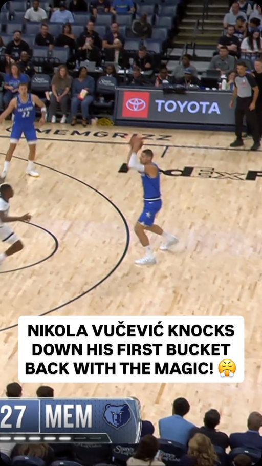 Nikola Vučević connects from deep for his first preseason bucket in his return to Orlando 🔥 ORL-MEM • LIVE NOW on NBA League Pass <link in bio>
