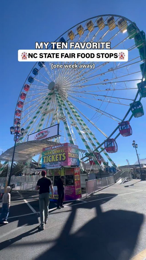 🎡Only one week until the @ncstatefair 2026 so save my Top Ten Favorite Food Spots to hit up every year 📌 

@peacheysbakingco 
@hotcakesandchicken 
@moosejooseslush 
@koraandmilascookiedough 
@mr.pickleco 
@anotherfoodtruck 
@lizzeesapple 
@lp_que 
@chimneycakesnc 
@chicknque 

*Will edit with location updates for you to have once they’re confirmed! 

Be sure to follow me for new fair foods, vendor giveaways, & food hall renovation updates this year! Get your tickets online now and see you there! 

@nctraveleats 🎠