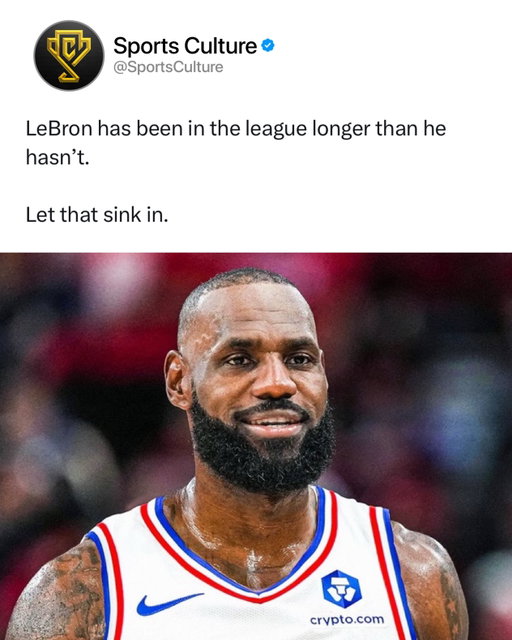 LeBrons longevity needs to be studied by scientists 😳

LeBron’s longevity is insane because he entered the NBA in 2003, and more than two decades later, his career is still a major topic in basketball. Most players would be thrilled to last half that long. LeBron has spent entire NBA careers dealing with massive expectations and somehow kept giving fans reasons to watch.

What makes it even crazier is how much basketball he has played. Deep playoff runs, Finals appearances, and Olympic trips added so much mileage to his body. His game also relied heavily on attacking the rim and taking contact, which makes his longevity even harder to believe.

Fans watched LeBron compete against one generation, then its replacements, and eventually players who grew up watching him. His athleticism gets plenty of credit, but his discipline, basketball IQ, and ability to adapt deserve just as much. Staying relevant for that long is one of the most impressive parts of his legacy.

Follow @sportsculture for more sports related content 👈