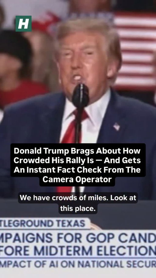 Donald Trump’s latest big crowd boast was brought down to earth with a bump by a C-SPAN camera operator.

During a midterms rally at the Freeman Coliseum in San Antonio, Texas, on Wednesday, the president once again took aim at the media as he boasted about the size of his audience in attendance. But as Trump made his boasts, C-SPAN’s shot panned across the upper sections of the venue, revealing dozens and dozens of empty seats.