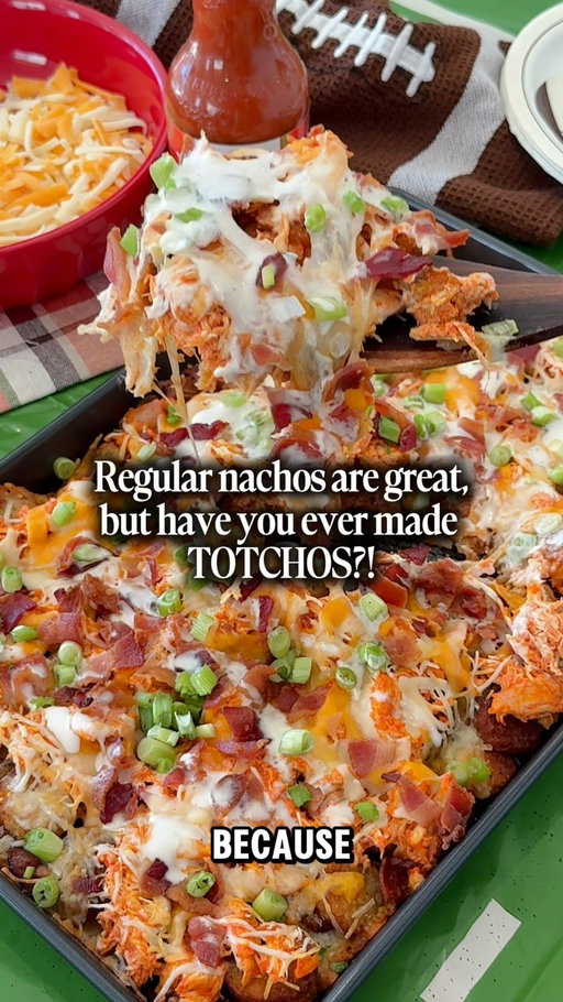#ad Regular nachos are great.. but have you ever made TOTCHOS?! 🔥🏈 

Crispy tater tots loaded with buffalo chicken made with Frank’s RedHot Original Hot Sauce, melty cheese, bacon, ranch + green onions. So much flavor with just the right amount of heat 🤤. 

These definitely aren’t making it to halftime! 

#FranksRedHotPartner