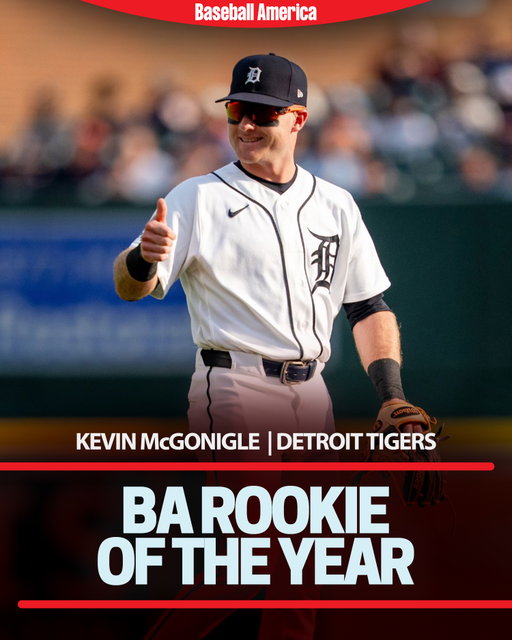 Tigers infielder Kevin McGonigle is BA's 2026 MLB Rookie of the Year 🎖️ 

McGonigle authored one of the strongest debut seasons of any player in baseball history. In his age 21 season, the former first-rounder posted an AL-leading 7.1 bWAR, slashing .278/.376/.430 and adding his first MLB All-Star Game appearance.

McGonigle is the first Detroit Tiger since Justin Verlander (2006) to win BA's MLB Rookie of the Year.

For more on McGonigle's path to stardom, visit baseballamerica.com