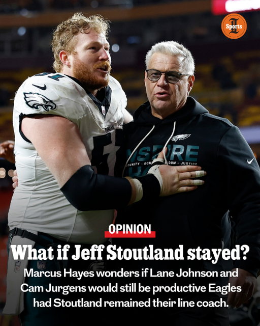 If Jeff Stoutland was still the offensive line coach, would Lane Johnson and Cam Jurgens still be productive Eagles?⁠
⁠
Inquirer columnist Marcus Hayes dives into that question in his column at the link in our bio.⁠
⁠
📝 by @inkstainedretch / Staff⁠
📸 by Yong Kim, @maialetti, and @monicaherndon / Staff