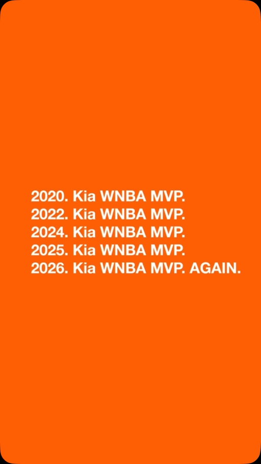 Congratulations to our Champion @aja22wilson for making history as the only player to reach 5x Kia WNBA MVP titles! 🏆🏆🏆🏆🏆