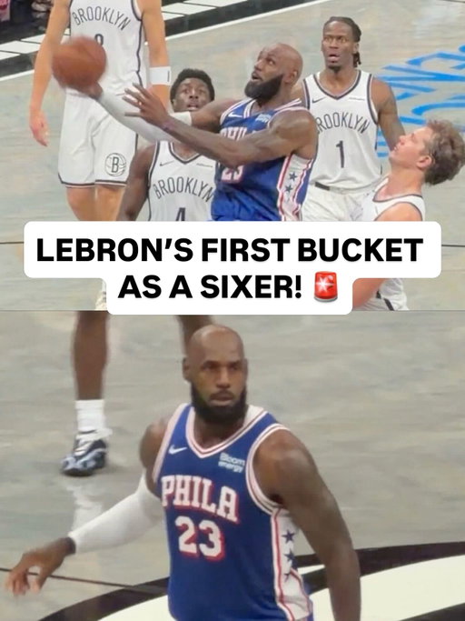 @kingjames puts in the reverse layup as his first @sixers bucket! 🪣 PHI-BKN LIVE NOW on NBA League Pass 🍿