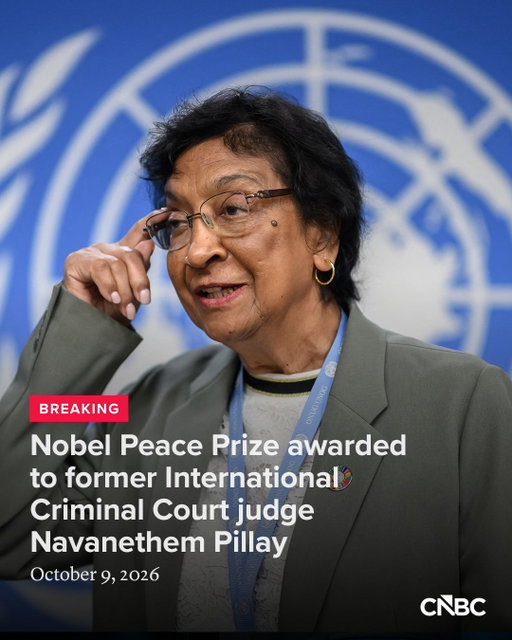 Former International Criminal Court judge Navanethem “Navi” Pillay was awarded the Nobel Peace Prize on Friday for her work promoting peace and international law.

Pillay has been instrumental in ensuring that war crimes, crimes against humanity and genocide are prosecuted, said Jørgen Watne Frydnes, chair of the Norwegian Nobel Committee.

Tap the link in bio to read more.