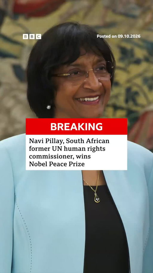 The Nobel Peace Prize 2026 has been awarded to Navi Pillay, a former UN human rights commissioner, for her "efforts to promote peace and international law".

Originally from Durban in South Africa, Pillay was president of the international tribunal on Rwanda's genocide between the late 1990s and early 2000s.

More recently, she was part of the Independent International Commission of Inquiry on the Occupied Palestinian Territory, created by the UN Human Rights Council in 2021.

Tap the link in @BBCNews's bio to read more about why Pillay was awarded the prize.

#NobelPeacePrize #BBCNews