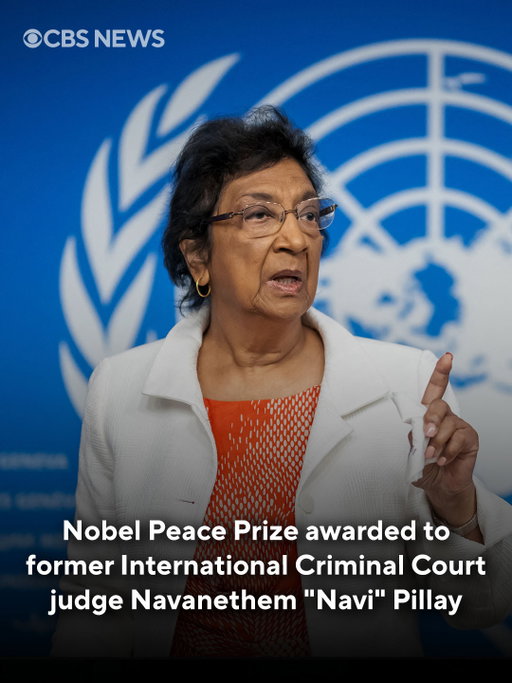 The Nobel Peace Prize for 2026 was awarded Friday to Navanethem "Navi" Pillay, a South African-born former judge with the International Criminal Court who went on to become the United Nations human rights chief and is still serving with the U.N.'s other judicial body, the International Court of Justice.⁠
⁠
The Nobel Committee said it was honoring Pillay "for her efforts to promote peace and international law," and that awarding the prize to someone with her body of work on international justice was a message to those seeking to undermine international law institutions.⁠
⁠
Read more at the link in bio.