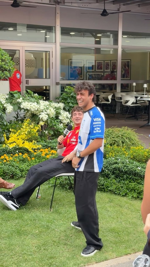 We have to stop meeting like this @charles_leclerc 😳 

#F1 #VCARB #SingaporeGP