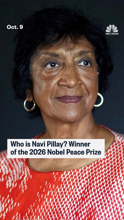 The Nobel Peace Prize has been awarded to the South African legal pioneer Navanethem “Navi” Pillay. She defended Nelson Mandela and stood up against apartheid, sat on international courts for conflicts in Rwanda, Myanmar and the Palestinian territories, and served as United Nations High Commissioner for Human Rights. NBC News' @rafsanchez.nbc explains.