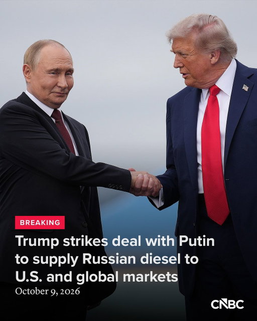 President Donald Trump said Friday that Russia will supply millions of tons of diesel to the global market under a deal he struck with President Vladimir Putin.

Russia will immediately supply more than 300,000 tons of diesel, followed by 500,000 tons in November, and 1 million tons immediately thereafter, Trump said in a post on Truth Social. Moscow will then deliver another 3 million tons of diesel based on the condition of Russia’s refineries, Trump said.

Full details: Link in bio.