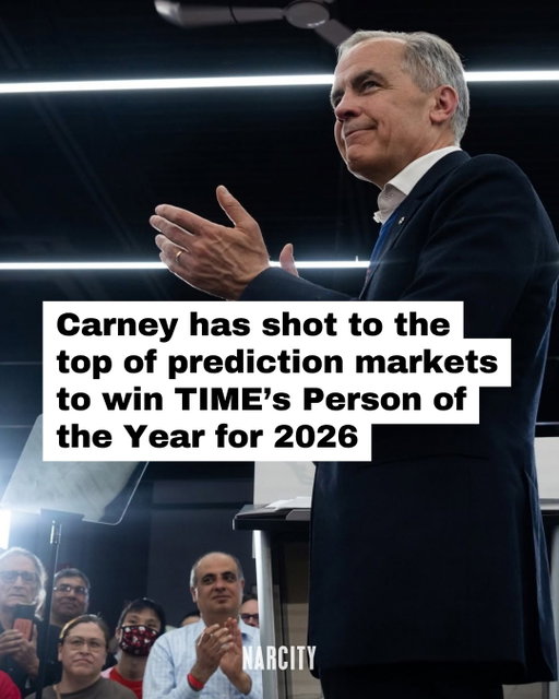 What do you think about this?

Prime Minister Mark Carney has skyrocketed to the top of prediction markets for TIME's 2026 Person of the Year recently, currently sitting as the second-most likely pick on both Kalshi and Polymarket with a predicted 18% chance of winning.

He's trailing only New York City Mayor Zohran Mamdani, who's leading at 28%, but is well ahead of other contenders like Donald Trump, Benjamin Netanyahu and Pope Leo.

Carney's odds surged in mid-September, around the time he travelled to Europe to push for closer ties with allies amid tensions with the U.S., earning Canada an invitation to become the EU's first-ever "associate member." 

TIME already named him one of the world's 100 most influential people this year, noting that his popularity grew as he stood up to Trump.

The final pick will be announced on December 10, and TIME's editors — not prediction market bettors — will make the call based on who had the biggest impact on the year, "for better or for worse."

📸: Liberal Party of Canada | Parti libéral du Canada� | Facebook