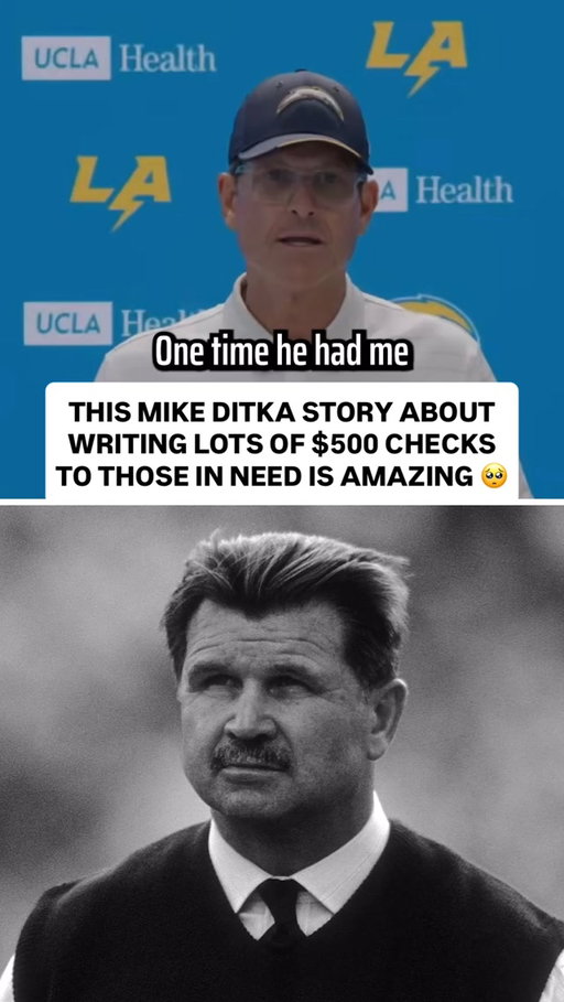 Jim Harbaugh says he saw Mike Ditka writing $500 checks to various folks in need - what a great testament to the man Coach Ditka was 🥹

(🎥: Los Angeles Chargers)