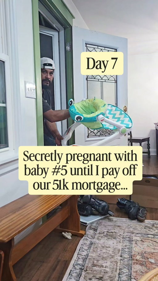 Does he know!? Every action is a penny towards our mortgage! 

Day 7 of secretly being pregnant and not telling my husband until I pay off the mortgage. 🤯

Yesterday we paid $105.87, bringing our total paid off to $630.80. The remainder is $51,407.45. That's roughly $525 in interest we'll never pay and nearly 3 months off the loan.

Every like, save, share, send, and comment is a penny. One day closer to telling my husband I'm pregnant with baby number five, and owning our home. 🏠 Day 8 tomorrow.