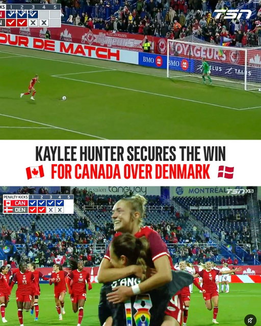 HUNTER BURIES THE DAGGER FOR CANADA 🇨🇦

Calgary’s Kaylee Hunter capitalizes on Denmark’s whiff to secure #CanWNT a win in shootout! 🙌