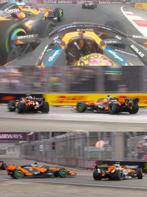 The McLarens collide on the final lap of the Singapore sprint 😬