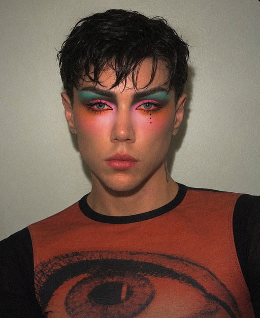 i gen hate how i did this look. but like, whatever. LOL 
face ˚₊‧꒰ა ☆ ໒꒱ ‧₊˚
@maybelline super stay foundation
@natashadenona contour sculpting powder
@saiebeauty dew blush in spicy for the warm orange cheeks
@hudabeauty easy bake loose setting powder

eyes 𐙚⋆°.
@blendbunnycosmetics ellis atlantis palette for the teal, hot pink + orange
@nablacosmetics black eyeliner

inspo: @andii_michael