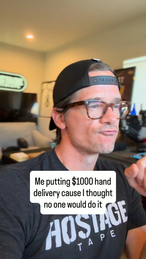 I put a $1,000 hand delivery shipping option on the Hostage Tape website because I was convinced nobody would ever choose it.
It literally says: In-Person Delivery by Our Founder.
The idea was simple. If someone wanted to spend $1,000 for me to hand-deliver their order, I would do it. But I assumed it would just sit there as a funny option nobody touched.
Then a Shopify order came through.
The customer bought a $19 pack of Hostage Tape and selected the $1,000 founder-delivery option. Total order:
$1,086.25.
At first, I thought it had to be a mistake. So I called him up and he actually did it.
So I flew down to deliver his order in person.

Hostage Tape started because I wanted a simple way to take my nights more seriously. It has grown because people are willing to try small bedtime habits that can make a real difference in how the next day feels.
This might be the most expensive shipping option in the world for a $19.95 order. But it is also a reminder that the people who support this brand are real people, not order numbers on a screen.

What are you waiting for. Your mouth is holding you hostage.
Break free tonight 👉