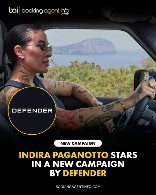 Indira Paganotto (@indirapaganotto) stars in an exhilarating new campaign for luxury off-road automotive brand Defender (@defender).

The high-energy ad spot captures Paganotto effortlessly navigating the 26MY Defender OCTA down a rugged dirt road before arriving at a scenic beach. After stepping out, she showcases the trunk's expansive cargo space by unloading her full DJ setup and plugging directly into the vehicle's integrated power outlet to deliver an impromptu set for a crowd of arriving partygoers.

The automotive feature deepens Paganotto’s ongoing role as a Defender global brand ambassador since 2024, building on a commercial portfolio that includes her exclusive "Ten Questions With Indira Paganotto" feature collaboration with W Hotels.

Defender continues to merge adventure culture with international music and lifestyle figures, placing Paganotto alongside a prominent lineup of past brand collaborators that includes Marlena, Rema, and Kano.

The major campaign release arrives during a monumental 2026 stretch for the Spanish producer and DJ. Following headline performances at premier global festivals such as Sziget Festival and her upcoming performance at Escape Halloween in Oct 30th. Paganotto was officially named among DJ Mag’s prestigious Top 100 DJs of 2026.

Create a free account at BookingAgentInfo.com to be the first to know about new music brand partnerships.

Follow @bookingagentinfo_ for more.