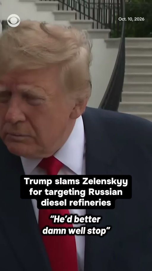 "I think it's time for Ukraine to get a new president," President Trump said Saturday, slamming Ukrainian President Volodymyr Zelenskyy for targeting Russian diesel refineries after Trump made a deal with Russian President Vladimir Putin to supply more than 300,000 tons of diesel.

"He can do whatever he wants, but he can't do that because we have a world problem," Trump said. "And the problem is caused by the lack of refineries for diesel fuel... He'd better damn well stop."