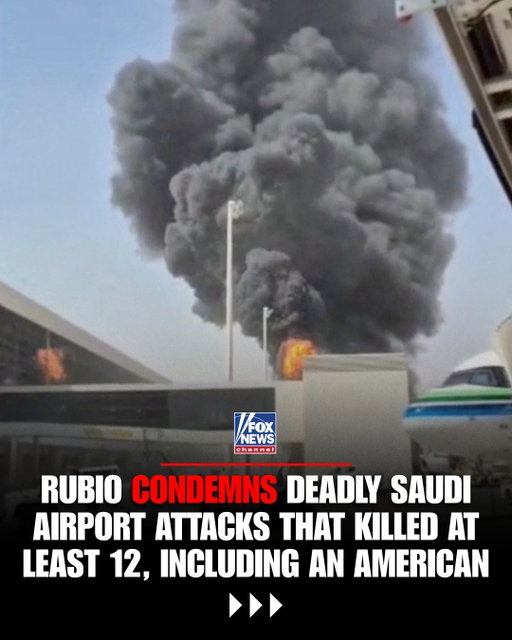 "They must stop now."

Secretary of State Marco Rubio condemns deadly attacks on Saudi Arabian airports, including a Saturday strike in Riyadh that killed civilians, among them an American citizen.

At least 12 people were killed in Saturday's attack on King Khalid International Airport, following attacks that left at least three others dead at Saudi airports earlier in the week.