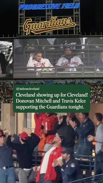 Donovan Mitchell and Travis Kelce showed up to support the Guardians at Progressive Field! 

🎥 @gabbgoudy Alisson Toro-Lagos