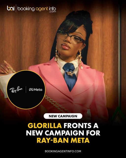 GloRilla (@glorillapimp) fronts a fun, high-tech new campaign for eyewear authority Ray-Ban Meta (@raybanmeta).

Set in a vibrant office space, the ad spot features GloRilla dressed in a sleek pink suit as she uses her smart Ray-Ban Meta glasses to take live calls from fans seeking relationship advice.

From steering a fan away from double-texting to helping another navigate a slow texter, GloRilla delivers quick-witted solutions before prompting the built-in AI voice assistant to play her own music and breaking into an energetic impromptu jam session.

The tech-forward collaboration adds to GloRilla’s expanding commercial resume, building on her recent Reese’s Puffs partnership featuring a custom “Eat ‘Em Up” jingle remix and letterman jacket drop, alongside past campaign features with True Religion for their “ICONS” line and Adidas Originals.

Ray-Ban Meta continues to fuse smart wearable innovation with culture’s biggest music icons, placing GloRilla alongside a high-profile lineup of past talent and campaign faces that includes Tyla, Doja Cat, and A$AP Rocky.

The major campaign launch arrives during an incredible 2026 stretch for the Memphis hitmaker. Off the heels of her recent feature in Kirk Franklin’s single “This Time,” she is set to perform at venues such as Citizens Live at The Wylie at Pittsburgh and The Truth at Nashville, cementing her position as one of hip-hop’s most dominant cultural forces and leading female artists.

Create a free account at BookingAgentInfo.com to be the first to know about new music brand partnerships

Follow @bookingagentinfo_ for more.