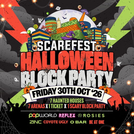 GET LOOSE [FRIDAY 30-10-26] HALLOWEEN BLOCK PARTY ROSIES & MULTIPLE VENUES BIRMINGHAM [£5 TICKETS] OPEN TILL 4AM

👻HALLOWEEN BLOCK PARTY RETURNS….THE SPOOKIEST YET

👻FRIDAY 30-10-26

👻BROAD ST TAKEOVER

➡️ROSIES

➡️ZINC

➡️POPWORLD 

➡️COYOTE

➡️REFLEX

➡️O-BAR

➡️BE AT ONE BRINDLEY 

❌❌7 Nightclubs ❌❌ 11 Arenas ❌❌ Partying Dead Souls ❌❌ 1 Ticket ❌❌ 1 FRIGHTENING BLOCK PARTY ❌❌

On FRIDAY the 30th October the deserted streets of Birmingham will be taken over by the walking dead as they descend onto Broad Street for a spootacular roadblock event taking over 7 venues!! 30th is the day of the dead, the spirits are out, evil is in the air and for the creatures of the night it’s the biggest, scariest, craziest, loudest & most terrifying date of the year. Which is why we are throwing the most gruesome party of the century.

Broad street will be turned into the feeding grounds of horror and fright!! We are bringing a spooktacular event that will be sure to send chills down your spine with the venues left unrecognisable from their usual condition bringing the pits of hell to a Birmingham Halloween Block Party.

Expect:

👻Ghostly Co2 Cannons

👻Bleeding Walls

👻Synchronised Murder Visuals

👻Gruesome Lasers

👻Brain-blowing sound-system

👻Grim Reeper freebees

👻Zombie Dancer

👻Vicious Trick or Treat Giveaways

There is nothing quite like this; so beware & expect the unexpected this Halloween....

We can guarantee two things: first, this will be the biggest fright-fest in town, and secondly… IT WILL SELL OUT. Make sure you’re not the lonely ghoul that’s left out. Get a ticket below asap and prepare for the scare.

❌❌EVIL IN THE AIR❌❌