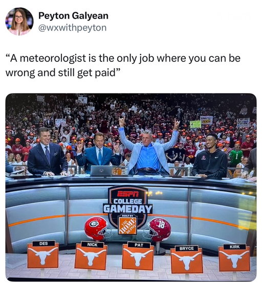 ESPN’s College GameDay crew might want to consider a career in meteorology after what happened during Saturday’s Red River Rivalry. Before kickoff, all five analysts—Desmond Howard, Nick Saban, Pat McAfee, Kirk Herbstreit, and guest picker Bryce Young—unanimously selected No. 1 Texas to defeat unranked Oklahoma. On paper, it seemed like a pretty safe prediction, considering Texas entered undefeated while Oklahoma was sitting at 2-2. Unfortunately for ESPN, the Sooners apparently didn’t get the memo. Oklahoma pulled off a stunning 27-24 upset, capped off by Tate Sandell’s 47-yard field goal as time expired. The Sooners also scored on a blocked punt and a pick-six, proving that rankings don’t mean much when rivalry week rolls around. Five football experts, decades of combined experience, and not a single correct prediction. At this point, the weather forecast might genuinely be more reliable. 😭 

#cfb #collegefootball #prediction #collegegameday #terrible