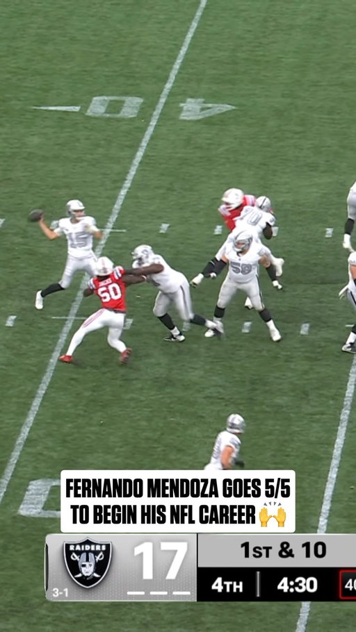 The first of many NFL completions for @fernandomendoza 👀

LVvsNE on CBS/Paramount+
Stream on @nflplus