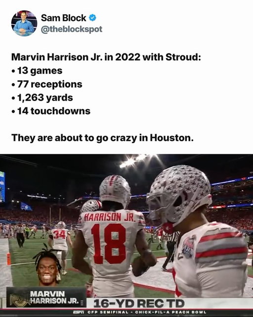 CJ Stroud and Marvin Harrison Jr are reunited in Houston ‼️

The Arizona Cardinals have agreed to trade WR Marvin Harrison Jr. and a 2027 7th-round pick to the Houston Texans in exchange for a 2027 2nd-round pick and 2027 6th-round pick 🚨

(via @espn)