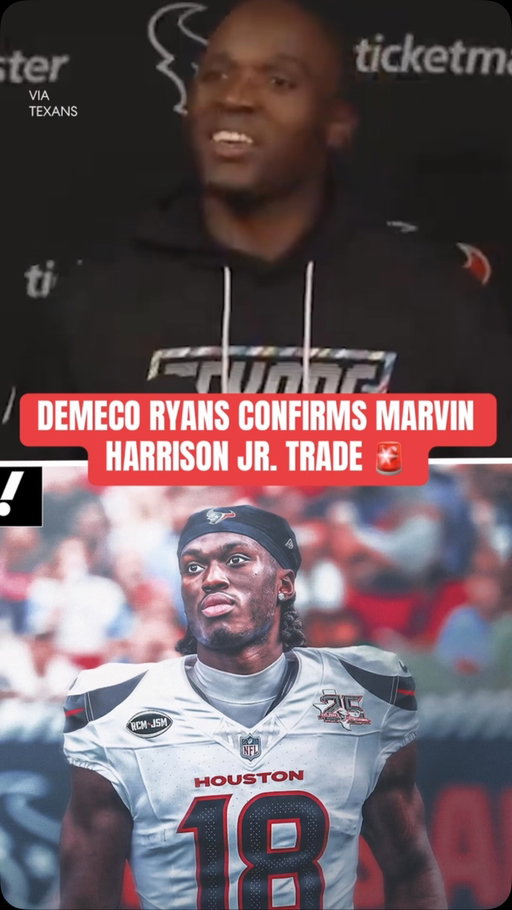 Texans HC DeMeco Ryans breaks the news of the Houston’s acquisition of Marvin Harrison Jr. ‼️