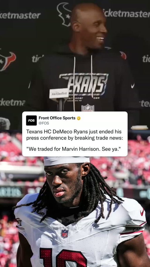 Houston Texans head coach DeMeco Ryans ended his press conference by announcing that his team just traded for Marvin Harrison Jr. ⁠
⁠
🎥 @houstontexans