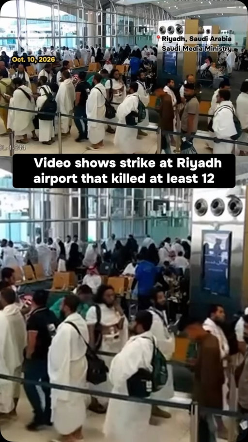 Footage released on Monday shows the moment of a deadly strike at King Khalid International Airport in Riyadh, Saudi Arabia, on Saturday. At least 12 people were killed and 309 others injured.

Yemen’s Houthi group said it had carried out at least four operations targeting King Khalid International Airport in Riyadh since Saturday.

The attack was the deadliest in a Gulf Arab nation since the Iran war began, marking a major escalation in the conflict involving Yemen’s Iran-backed Houthis and Saudi Arabia and further complicating efforts to halt the U.S.-Iran war.