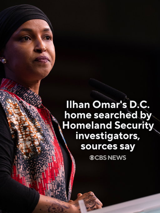 Rep. Ilhan Omar's Washington, D.C., home was the target of a pre-dawn raid by ICE's investigations unit, three sources familiar with the investigation confirmed to CBS News.⁠
⁠
Sources say the investigation centers on Minnesota Democrat's immigration paperwork. The documents in question date back to Omar's childhood, involving paperwork completed by her late father when she was a child.⁠
⁠
Homeland Security Investigations, or HSI, the department's criminal investigative arm, is leading the investigation, with the Department of Justice assisting. ⁠
⁠
Read more in the link in bio.