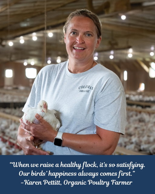 Today is National Farmer's Day, and we're celebrating the people whose dedication makes everything we do possible. ⁣
⁣
Throughout the week, we'll be sharing stories of farmers from across the Perdue supply chain. While every farm is different, they all share a commitment to caring for animals, stewarding the land, and producing food for families across the country. ⁣
⁣
We're kicking off the series with Karen Pettitt, an organic poultry farmer from Worton, Maryland, whose careful attention and passion for animal care help her family farm thrive. At Rusty Rooster Farm, Karen and her family care for more than 200,000 organic chickens, treating every flock with the same dedication and responsibility they bring to everything they do. ⁣
⁣
Today, and every day, we're grateful for farmers like Karen and the countless others who help feed our communities. ⁣
⁣
#NationalFarmersDay #ThankAFarmer