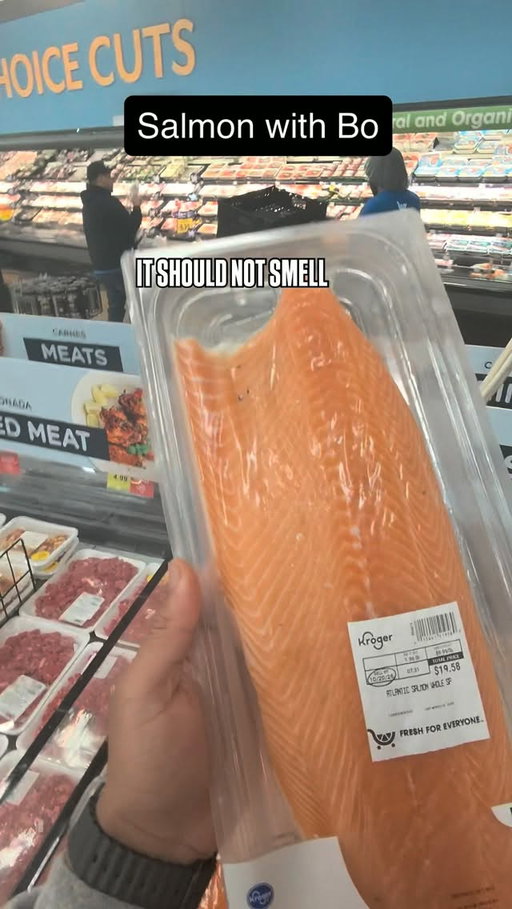 How do you pick a good piece of Salmon? 
Smell and feel.