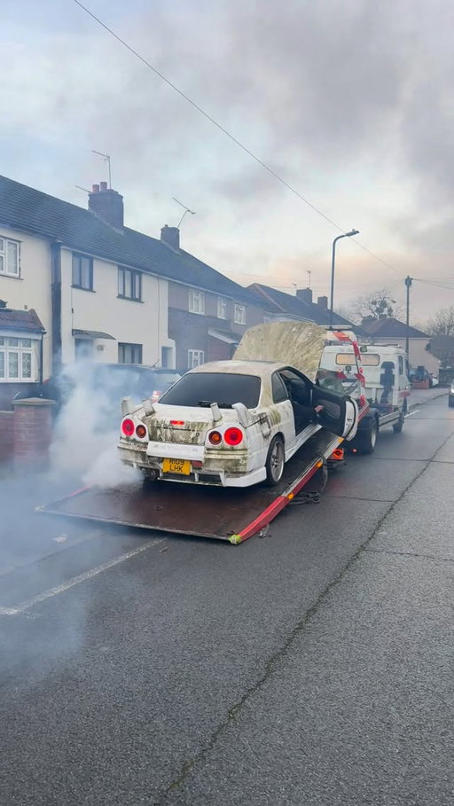 My Nissan R34 Nearly Smoked Out the Entire Street! 💨🔥