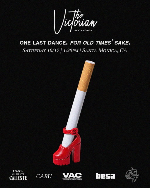 We’re getting the gang together for One Last Dance @thevictoriansm Special outdoor stage with VAC. Starts at 1:30pm. Lineup dropping soon!